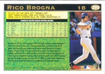 1997 Topps #289 Rico Brogna Back