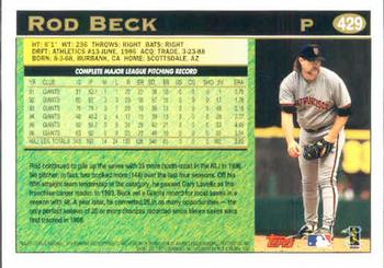 1997 Topps #429 Rod Beck Back