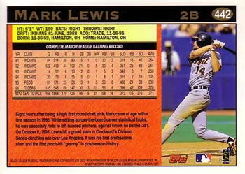 1997 Topps #442 Mark Lewis Back