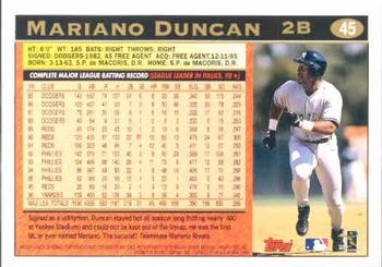 1997 Topps #45 Mariano Duncan Back