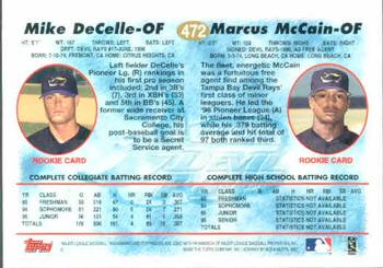 1997 Topps #472 Mike DeCelle / Marcus McCain Back
