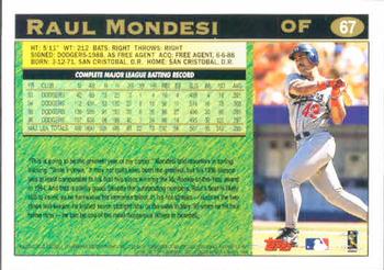 1997 Topps #67 Raul Mondesi Back
