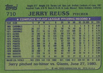 1982 Topps - Blackless #710 Jerry Reuss Back