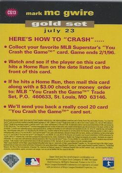 1995 Collector's Choice - You Crash the Game Gold #CG13 Mark McGwire Back