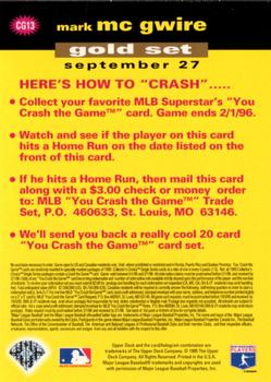 1995 Collector's Choice - You Crash the Game Gold #CG13 Mark McGwire  Back