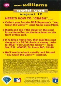 1995 Collector's Choice - You Crash the Game Gold #CG20 Matt Williams  Back