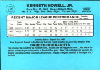 1986 Donruss #275 Ken Howell Back