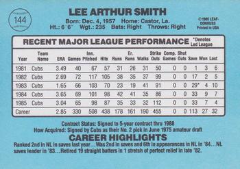 1986 Donruss #144 Lee Smith Back