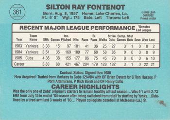 1986 Donruss #361 Ray Fontenot Back