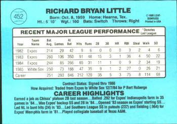 1986 Donruss #452 Bryan Little Back