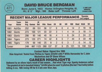 1986 Donruss #471 Dave Bergman Back