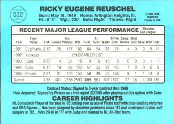 1986 Donruss #532 Rick Reuschel Back