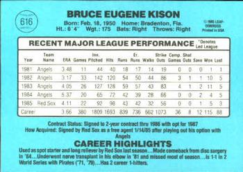 1986 Donruss #616 Bruce Kison Back