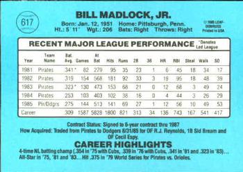 1986 Donruss #617 Bill Madlock Back
