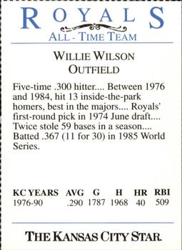 1993 Kansas City Star Royals All-Time Team #NNO Willie Wilson Back
