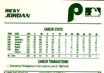 1988 Star Silver #19 Ricky Jordan Back