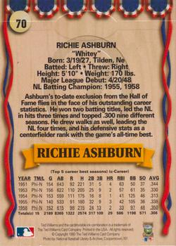 1993 Ted Williams #70 Richie Ashburn Back
