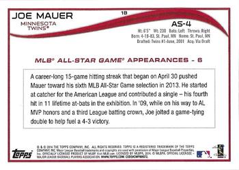 2014 Topps - All-Stars #AS-4 Joe Mauer Back