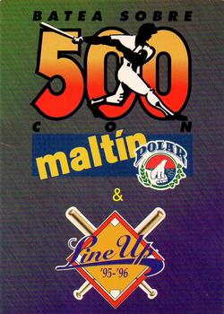 1995-96 Line Up Venezuelan Winter League #NNO Batea Sobre 500 con Maltin Polar Front