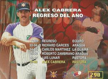 1998-99 Line Up Venezuelan Winter League #290 Alexander Cabrera Back