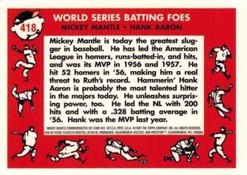 1997 Topps - Mickey Mantle Commemorative Reprints Finest #24 World Series Batting Foes (Mickey Mantle / Hank Aaron) Back