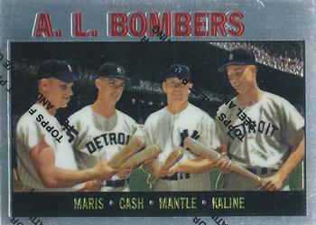 1997 Topps - Mickey Mantle Commemorative Reprints Finest #36 A.L. Bombers (Roger Maris / Norm Cash / Mickey Mantle / Al Kaline) Front
