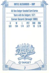 1990 Target Dodgers #7 Doyle Alexander Back