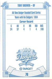 1990 Target Dodgers #76 Tony Brewer Back