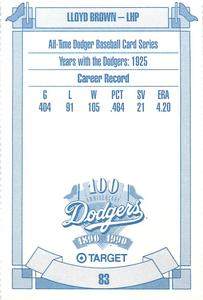 1990 Target Dodgers #83 Lloyd Brown Back