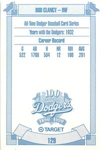 1990 Target Dodgers #129 Bud Clancy Back