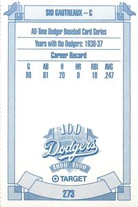 1990 Target Dodgers #273 Sid Gautreaux Back