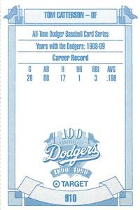 1990 Target Dodgers #910 Tom Catterson Back