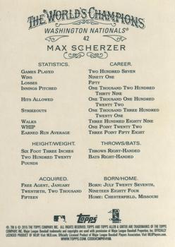 2015 Topps Allen & Ginter #42 Max Scherzer Back