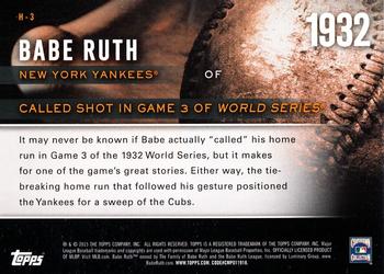 2015 Topps - Highlight of the Year #H-3 Babe Ruth Back
