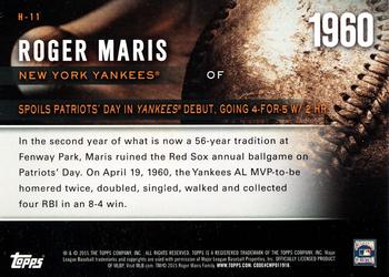 2015 Topps - Highlight of the Year #H-11 Roger Maris Back