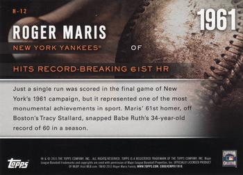 2015 Topps - Highlight of the Year #H-12 Roger Maris Back