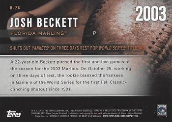 2015 Topps - Highlight of the Year #H-28 Josh Beckett Back