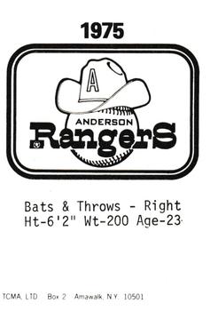 1975 TCMA Anderson Rangers #NNO Don Bright Back
