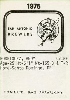 1975 TCMA San Antonio Brewers #NNO Andy Rodriguez Back