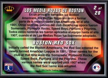 1995 Pacific Prism - Team Logos #2 Boston Red Sox Back