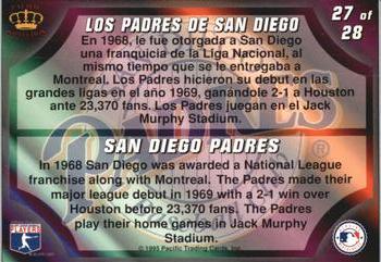 1995 Pacific Prism - Team Logos #27 San Diego Padres Back