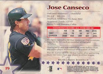 1997 Topps Stars #19 Jose Canseco Back