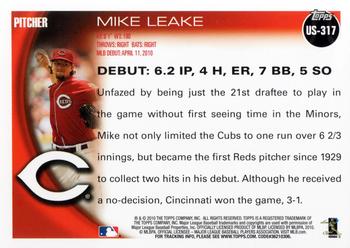 2010 Topps Update #US-317 Mike Leake Back
