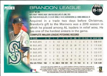 2010 Topps Update #US-138 Brandon League Back
