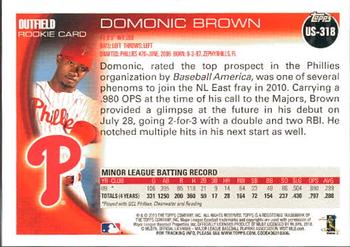 2010 Topps Update #US-318 Domonic Brown Back