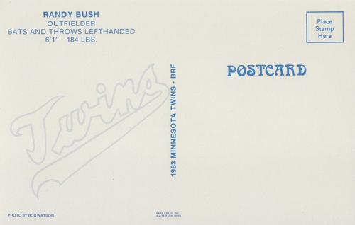 1983 Minnesota Twins Postcards #NNO Randy Bush Back