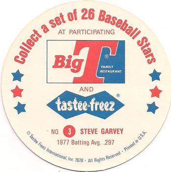 1978 Big T/Tastee-Freez Discs #3 Steve Garvey Back