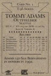 1996 Signature Rookies Old Judge #1 Tommy Adams Back