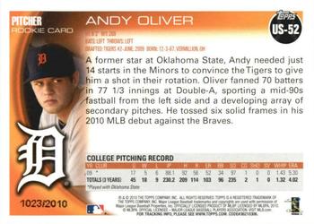 2010 Topps Update - Gold #US-52 Andy Oliver Back