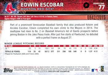 2015 Topps - Gold #77 Edwin Escobar Back